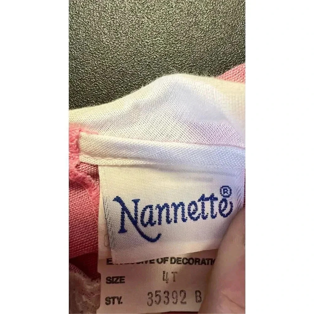 Vintage 80s Nannette Little Girls 4T Pink Easter Church Tutu Lace Dress - Picture 8 of 13